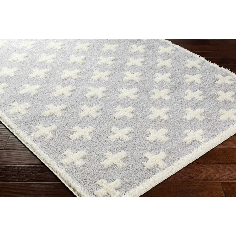 BoutiqueRugs Satu Blue Swiss Cross Area Rug - Light Gray