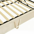 thumbnail image 2 of Twin Size upholstered platform bed frame with pop-up trundle, no box spring, beige for guest room, 2 of 15