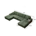 thumbnail image 2 of U-Shaped Convertible Sectional Couch, 4-Seat Boneless Sofa with Reversible Chaise - Soft Corduroy Fabric, Modern Living Room Furniture, Green, 2 of 9