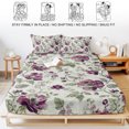 thumbnail image 5 of King Size Fitted Sheet Set - Spring Floral 3 Piece Bedding Sets 16" Deep Pocket Fitted Sheet with 2 Pillowcases, Red Flowers Leaves Botanical Vintage Beige Brushed Microfiber Hotel Luxury Bed Sheets, 5 of 9