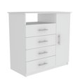 thumbnail image 3 of Tuhome Modern Engineered Wood White Peru Four Drawer Dresser, 3 of 15