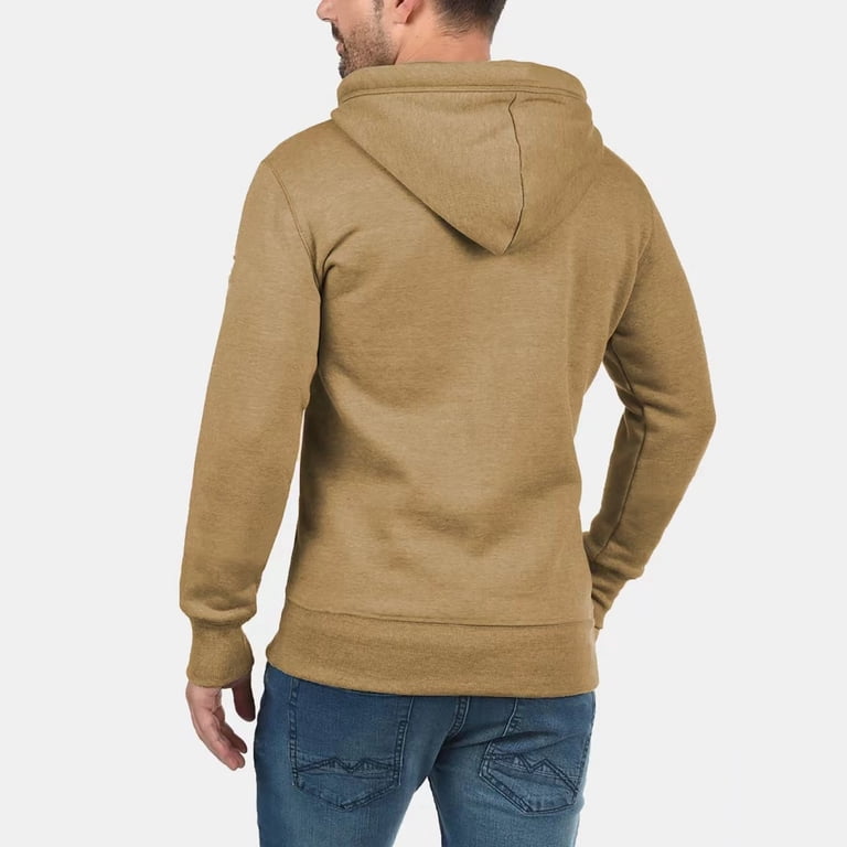 Hessimy Mens 2024 Cotton Hooded Button Collar Drawstring Hoodies 