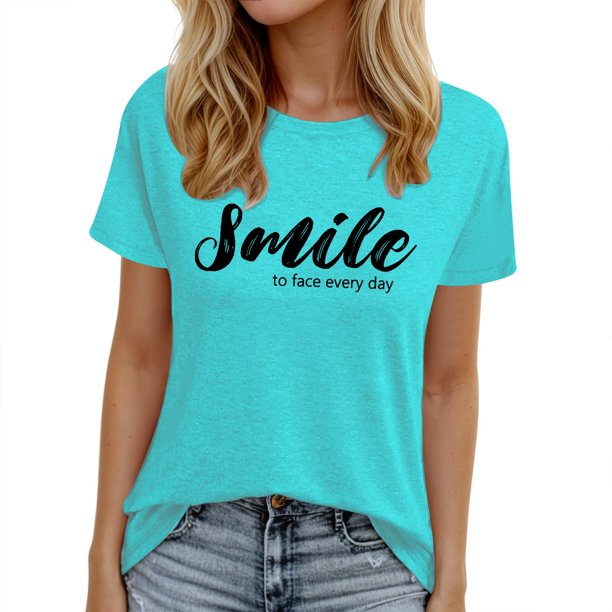 Camiseta informal de manga corta con cuello en V y estampado para mujer - Poliéster y spandex, transpirable, diseño floral - Top de moda para verano/otoño