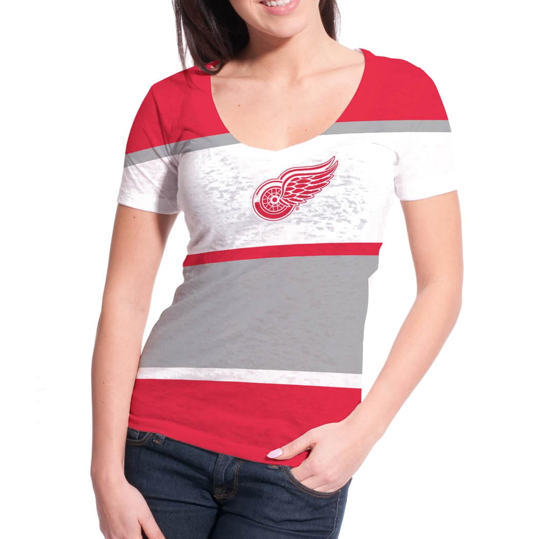 Detroit Red Wings Women's Four Stripe FX Burnout TShirt Levelwear