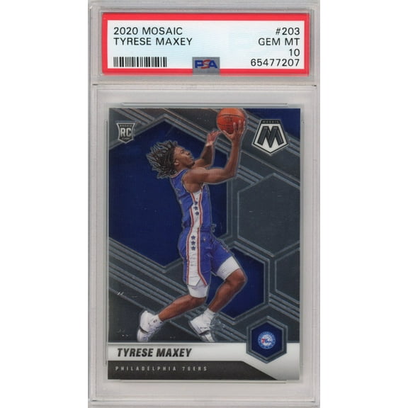 Graded 2020-21 Panini Mosaic Tyrese Maxey #203 Rookie RC Basketball Card PSA 10 Gem Mint