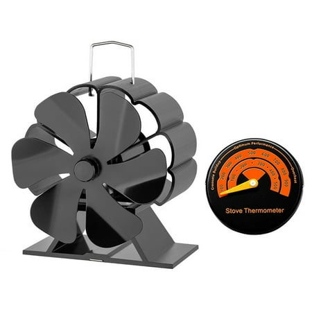 

1Set Heat Stove Fan Fireplace Log Wood Quiet Fan Home Efficient Heat Distribution Fan with Thermometer