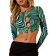thumbnail image 2 of Cárdigan ahuecado de las tapas de la cosecha de las camisetas de manga larga de las mujeres XBTCLXEBCO Raya verde, Grande, 2 of 6