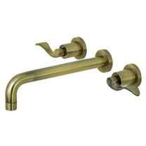 Kingston Brass KS8023DFL NuWave Two-Handle 3-Hole Wall Mount Roman Tub Faucet in Antique Brass