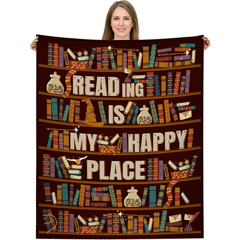 Book Lovers Gifts Blanket for Women-Gifts for Book Lovers-Librarian  Gifts-60 x 50 Reading Blanket for Book Lovers on Birthday Christmas -1 