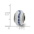 thumbnail image 2 of Fancy Bead White Sterling Silver Glass 13.86 mm 9.65 Reflections Weaved Withblue Stripe Bead, 2 of 3