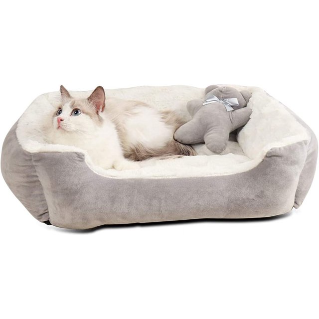 Cama para Perros Cojín Relajante para Perros De Cintura Media Cama para Gatos Lavable Cojín para Gatos Indestructible Cama para Gatos De Felpa Gris 56 * 46 * 17 Cm