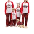 thumbnail image 5 of Christmas Family Pajamas Matching Set, Long Sleeve Letters Print T-shirt with Plaid Pants Sleepwear Loungewear, 5 of 9