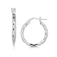 thumbnail image 1 of Sterling Silver Rhodium Plated Diamond Cut Small Hoop Earrings (15mm), 1 of 2