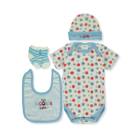 UPC: 0841727269970 | Sweet & Soft Baby Boys 4-Piece Little Rookie Layette Set – blue/multi one size