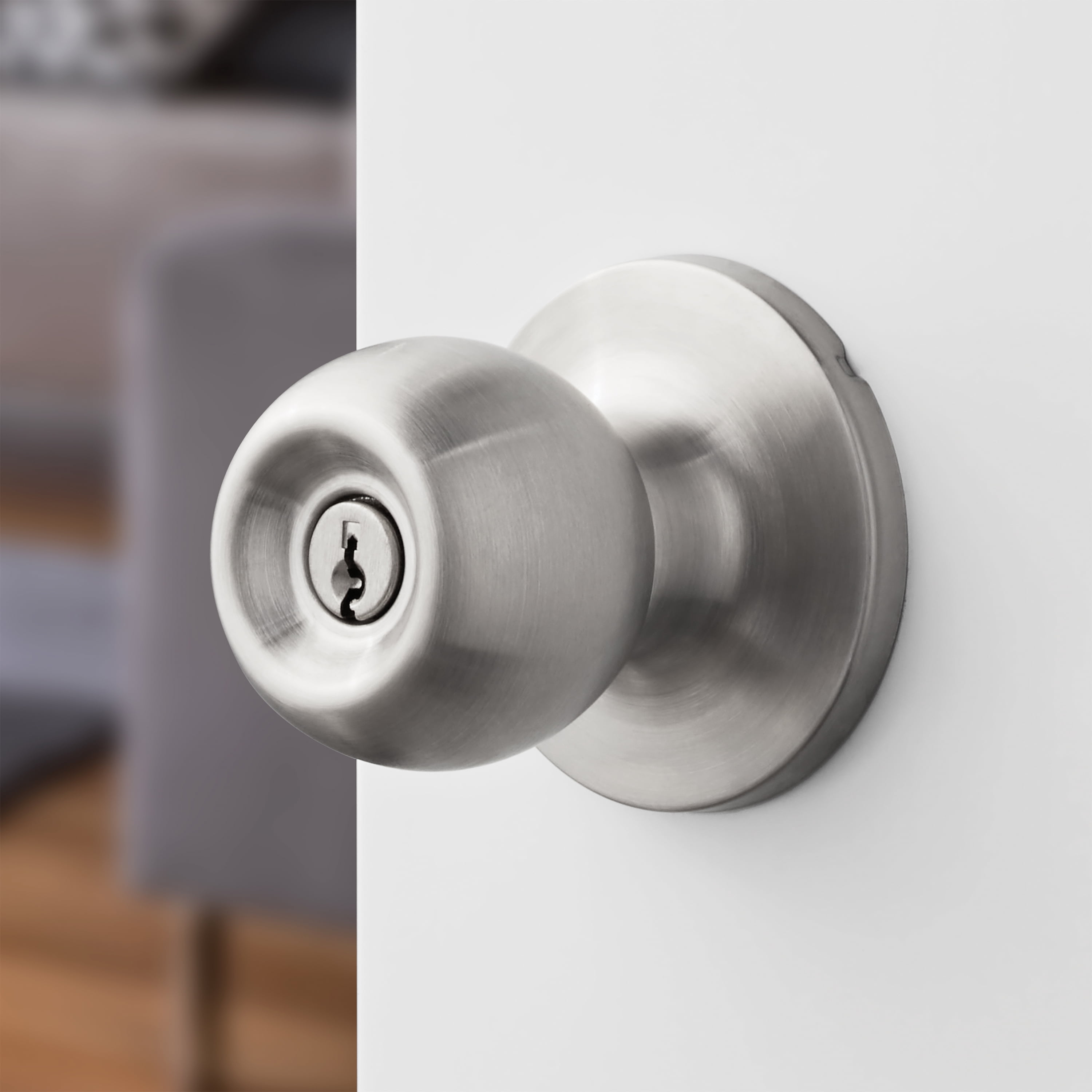 (4 pack) Hyper Tough Keyed Entry Ball Locking Doorknob Stainless Steel Finish