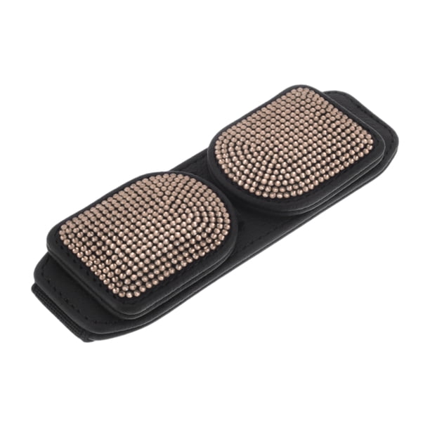 Clip para gafas de sol de coche Unique Bargains Magnético Universal Soporte para gafas de sol de visera del sol Cuero PU Strass Negro Champagne 13.5x4cm/5.31"x1.57" 1 Pcs