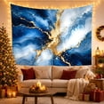 thumbnail image 3 of Blue and Gold Marble with Burst Center, Serene Abstract Style for Abstract Art Fans, Modern Wall Art, Housewarming Gift, Tapestry Wall Hanging for Living Room and Office, 3 of 7