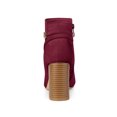 thumbnail image 4 of BLISSFUL STEP Ankle Boots Solid Round Toe Side Zip Buckle Heels Burgundy 9, 4 of 8