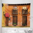 thumbnail image 1 of America Tapestry, Cartagena Streets with Vibrant Color Building Facade Caribbean Landscape Columbia, Fabric Wall Hanging Decor for Bedroom Living Room Dorm, 5 Sizes, Orange Brown, by Ambesonne, 1 of 1