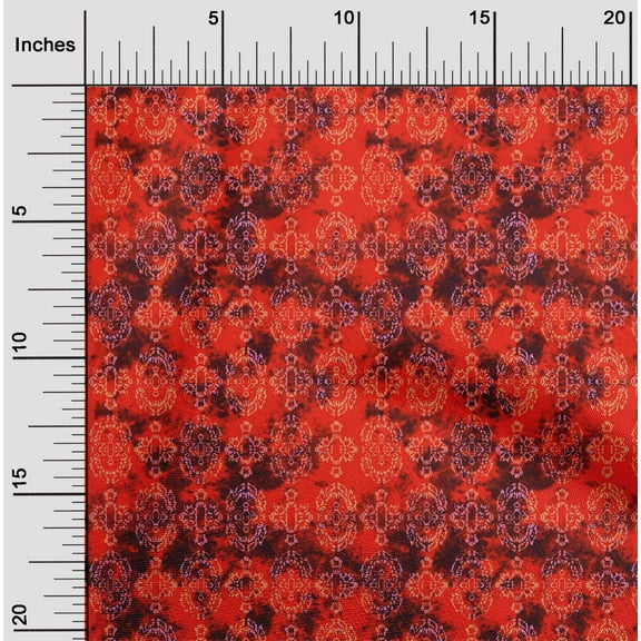 oneOone Polyester Lycra Red Fabric Batik Sewing Craft Projects Fabric Prints By Yard 56 Inch Wide
