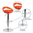 thumbnail image 5 of Flash Furniture Dash Contemporary Orange Plastic Adjustable Height Barstool with Rounded Cutout Back and Chrome Base, 5 of 12