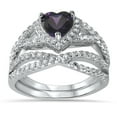 thumbnail image 5 of His Hers Sterling Silver Amethyst CZ Bridal Titanium Wedding Band Engagement Ring Set (9/9), 5 of 7