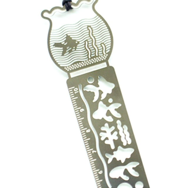 Langgg Hollow Out Metal Bookmark with Scale Dual Measure Ruler Stationery School Office Supply