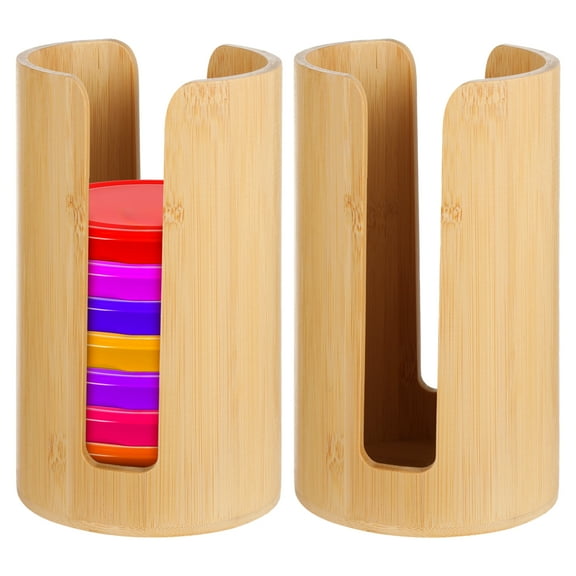 2 PCS Wooden Mason Jar Lid Organizers,3.7 in Inner Dia, Canning Jar Vertical Storage Holder for Metal Plastic Wood Lids, Easy Access U Slots