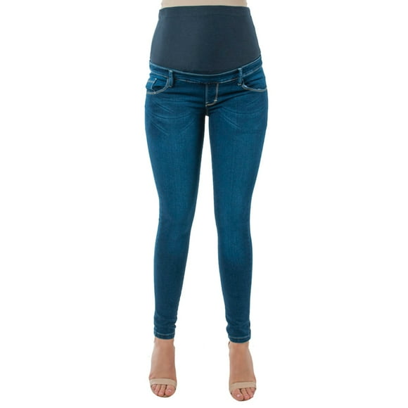 PANTALON DE MEZCLILLA MATERNIDAD ALMACENES MARIO 3001 AZUL MARINO C/PARCHE ALTO