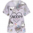 thumbnail image 2 of Uniformes quirúrgicos con estampado de cómics de dibujos animados americanos, uniforme de enfermería, tops médicos de enfermera, camisetas gráficas, 2 of 7