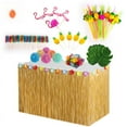 thumbnail image 1 of Falda de mesa hawaiana para fiesta con combinación de panal, piña, flamenco, sombrilla pequeña y pajita de frutas, decoraciones festivas, 1 of 1