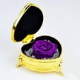 thumbnail image 2 of Rosa preservada hecha , flores inmortales románticas, el para cumpleaños femenino, Oro morado BLESIY Flor rosa eterna, 2 of 8