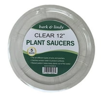 Bark and Lindy Clear Plastic Plant Saucers Drip Trays 12" (Pack of 5)