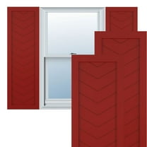 Ekena Millwork 18"W x 79"H True Fit PVC Single Panel Chevron Modern Style Fixed Mount Shutters, Fire Red (Per Pair - Hardware Not Included)