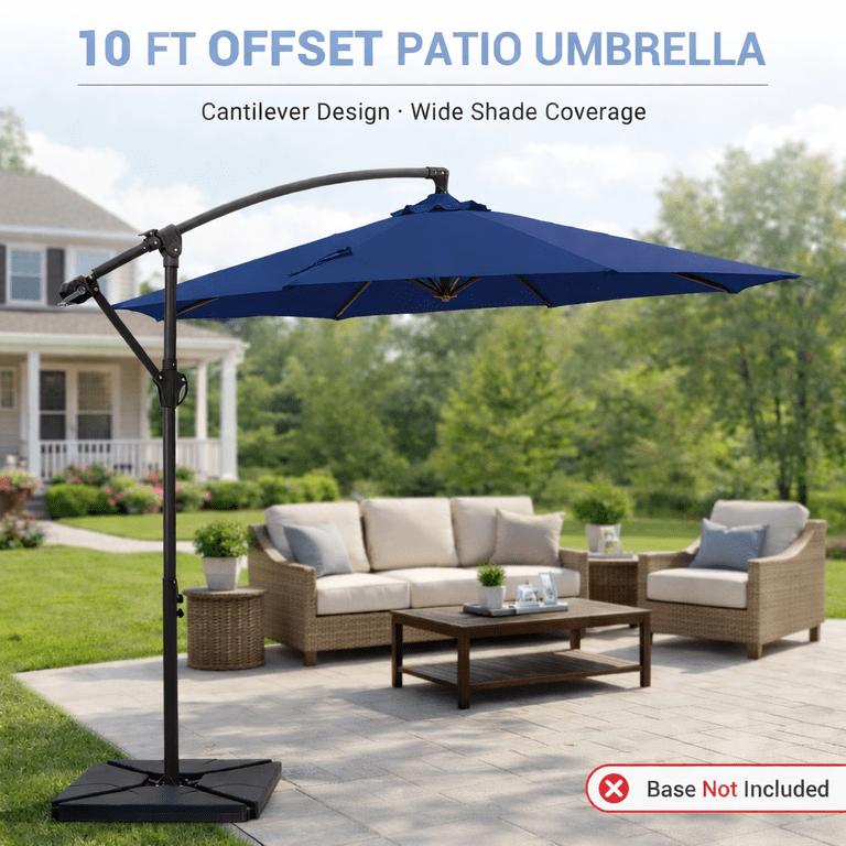 hampton bay 10 ft square offset patio umbrella LAUSAINT HOME Umbrellas Cantilever Hanging Umbrellas Outdoor Market Umbrella for Garden, Deck, Backyard, Pool and Beach Construction Frame is crafted of durable aluminum in a Matte Black finish 10ft Patio Square Offset Umbrella