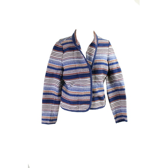 Karen Kane Womens Blue Multi Pacific Jacquard Jacket L
