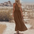 thumbnail image 4 of Ahabrexf Maxi Dress V-Neck Sleeveless Solid Color Casual Long Dress for Women Summer, 4 of 7