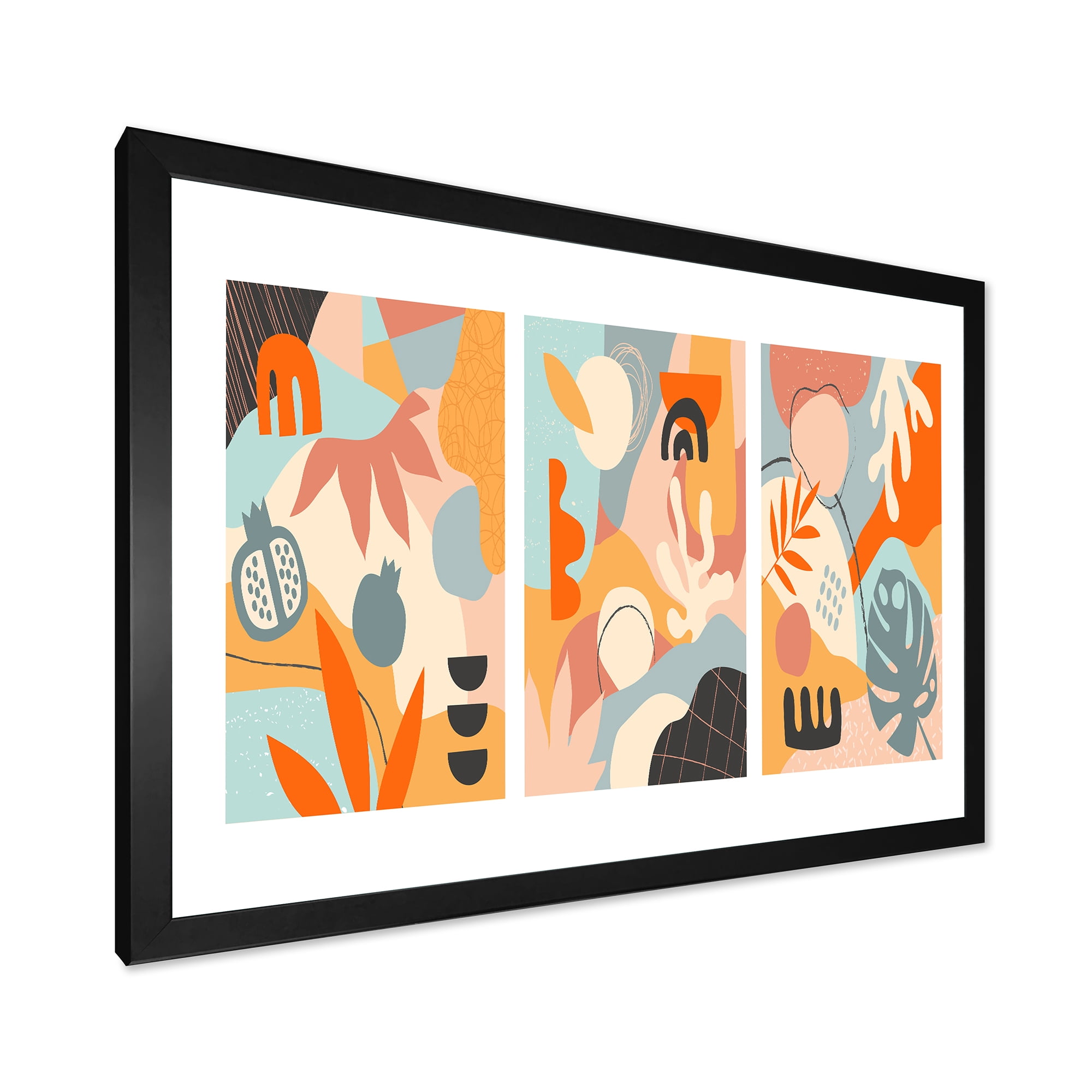 Designart 'Compostion Minimalistic of Organic Shapes VII' Modern Framed Art Print