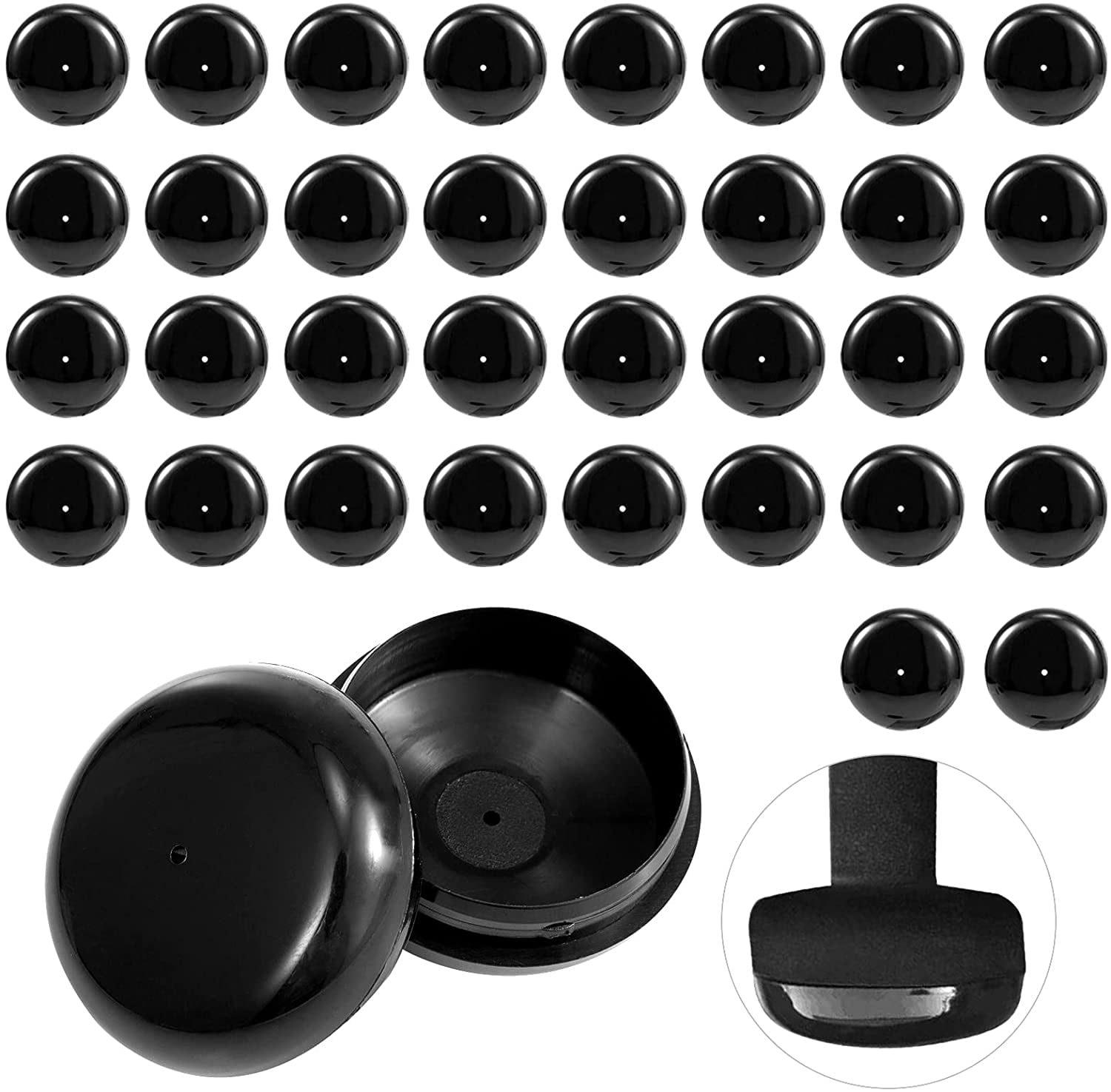 24 Patio Furniture Foot 1.5" Black Deluxe Inserts Glides Caps Cups 1 1/2 Inch 