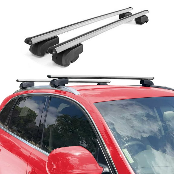 Roof Rack Cross Bars Luggage Carrier Anti-Theft Lockable 50 Inch 2 Pcs Silver