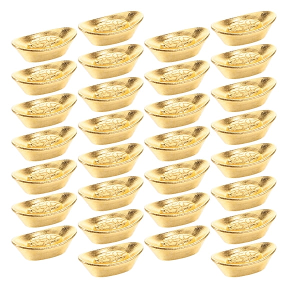 Hemoton 30 Pcs Gold Ingot Ornament 2.00X1.00X0.50CM Golden