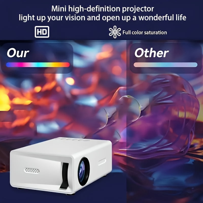 Portable Mini Projector, USB-powered, Native Resolution 320X240 1080P Full HD HomeTheater Projector, Compatible with Smartphones/tablets/laptops, Ideal for Movies, Gaming, Plug-and-play Mini Cinema.