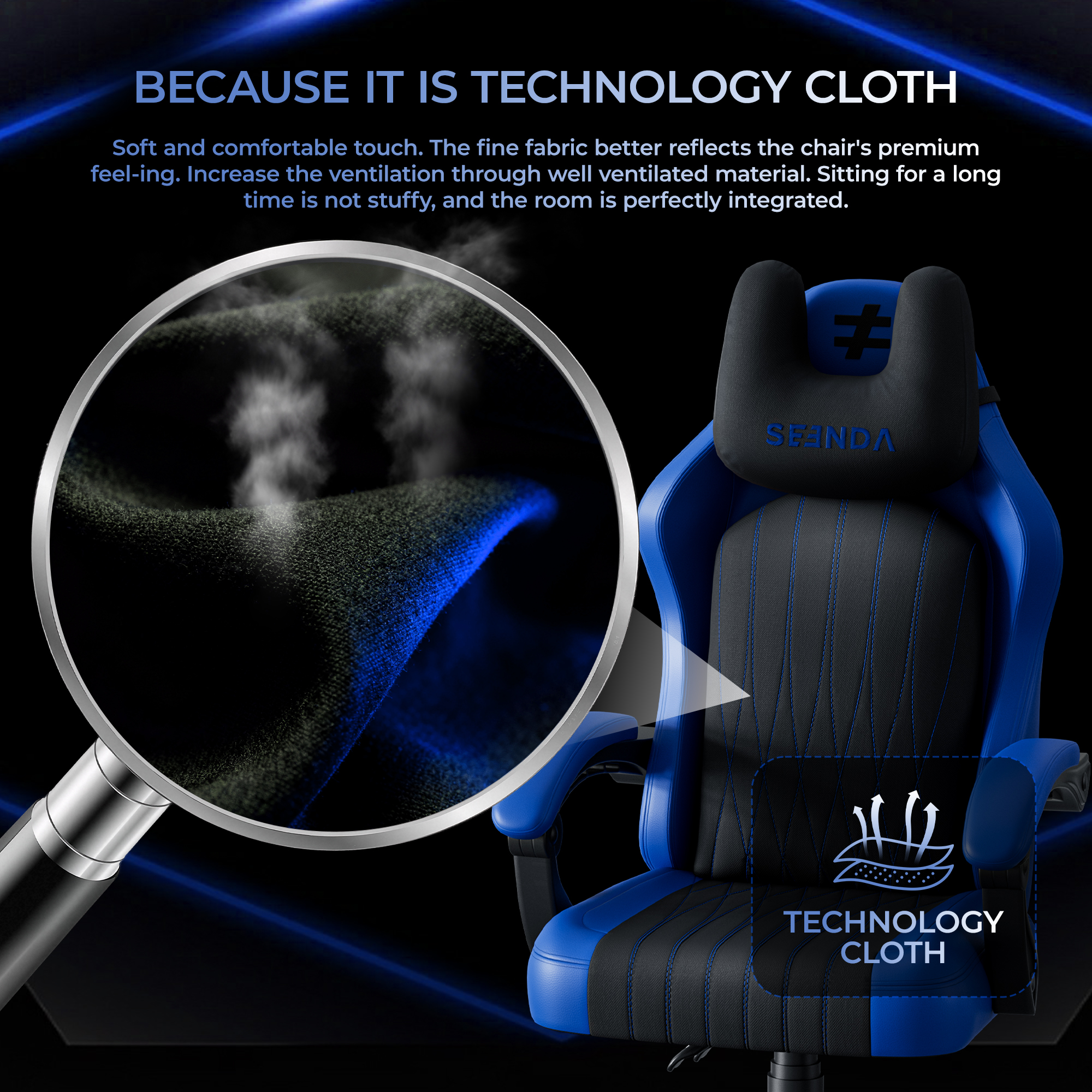 Seenda Gaming Chair, Fabric Comfy Video Gaming Chair, High Back Computer Chair, Adjustable Swivel Office Desk Chair with Headrest and Lumbar Support