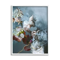 Blooming Contemporary Florals Abstract Graphic Art White Framed Art Print Wall Art