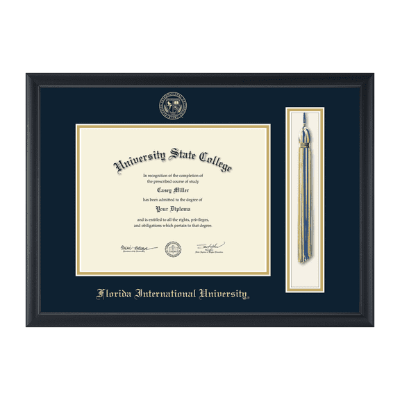 Framerly - FIU Tassel Diploma Frame with Navy and Gold Mat
