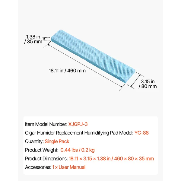 Replacement Humidifier Filter for YC-88 Cigar Humidor,3D Honeycomb Pad for Optimal Cigar Flavor Preservation,Custom Fit