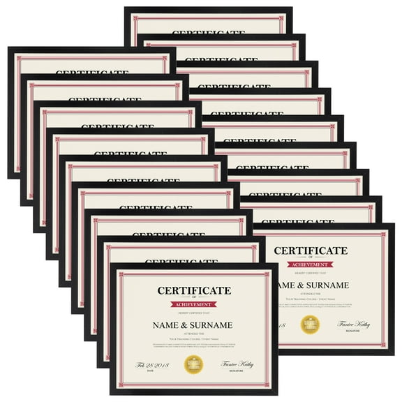 18 Pack 8.5x11 Picture Frame for Wall Mount and Tabletop Display Vertically or Horizontally, Black Certificate Frame for Bedroom Office Collection Room