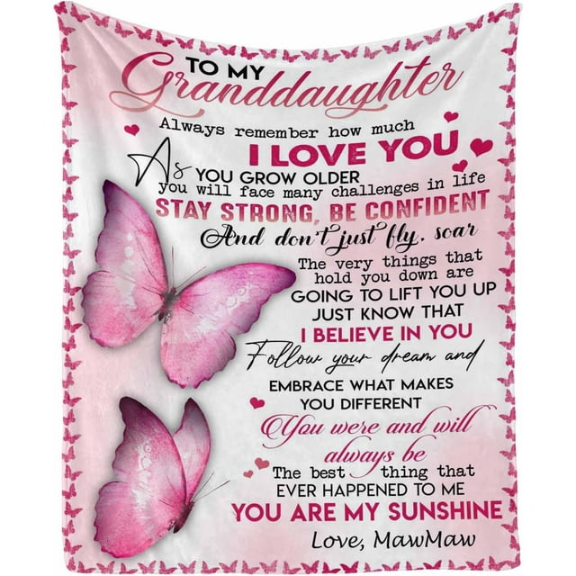 LHSHID Personalized Custom Name Message Blanket to My Granddaughter Always Remember How Much I Love You Luxury Soft Warm Lightweight Throw Blanket Bed Couch