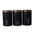thumbnail image 1 of 3xTea Café Azúcar Botes Cocina Oficina Alimentos Tuercas Almacenamiento Tarros Ollas Negro SM SunniMix Recipiente de almacenamiento de cocina, 1 of 8
