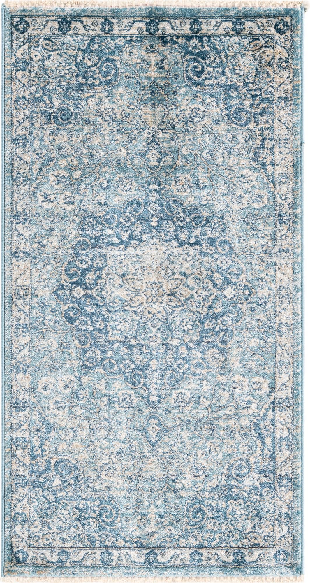 Rugs.com Newport Collection Rug – 2' x 4' Runner Navy Blue Medium Rug Perfect For Hallways, Entryways